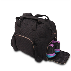 GRAB IT & GO FITNESS TRAVEL DUFFEL BAG- BLACK -NON- QUILTED OUTER