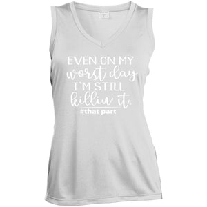 LST352 Ladies' Sleeveless V-Neck Performance Tee