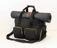 Load image into Gallery viewer, GRAB IT &amp; GO FITNESS TRAVEL DUFFEL BAG- BLACK -NON- QUILTED OUTER