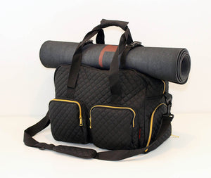 GRAB IT & GO FITNESS TRAVEL DUFFEL BAG- BLACK -NON- QUILTED OUTER