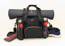 Load image into Gallery viewer, GRAB IT &amp; GO FITNESS TRAVEL DUFFEL BAG- BLACK QUILTED