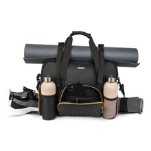 Load image into Gallery viewer, GRAB IT &amp; GO FITNESS TRAVEL DUFFEL BAG- BLACK -NON- QUILTED OUTER