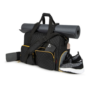 GRAB IT & GO FITNESS TRAVEL DUFFEL BAG- BLACK QUILTED