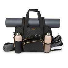 Load image into Gallery viewer, GRAB IT &amp; GO FITNESS TRAVEL DUFFEL BAG- BLACK QUILTED