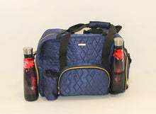 Load image into Gallery viewer, GRAB IT &amp; GO FITNESS TRAVEL DUFFEL BAG- BLUE QUILTED OUTER