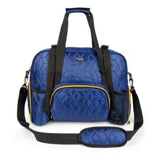 GRAB IT & GO FITNESS TRAVEL DUFFEL BAG- BLUE QUILTED OUTER