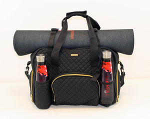 GRAB IT & GO FITNESS TRAVEL DUFFEL BAG- BLACK QUILTED