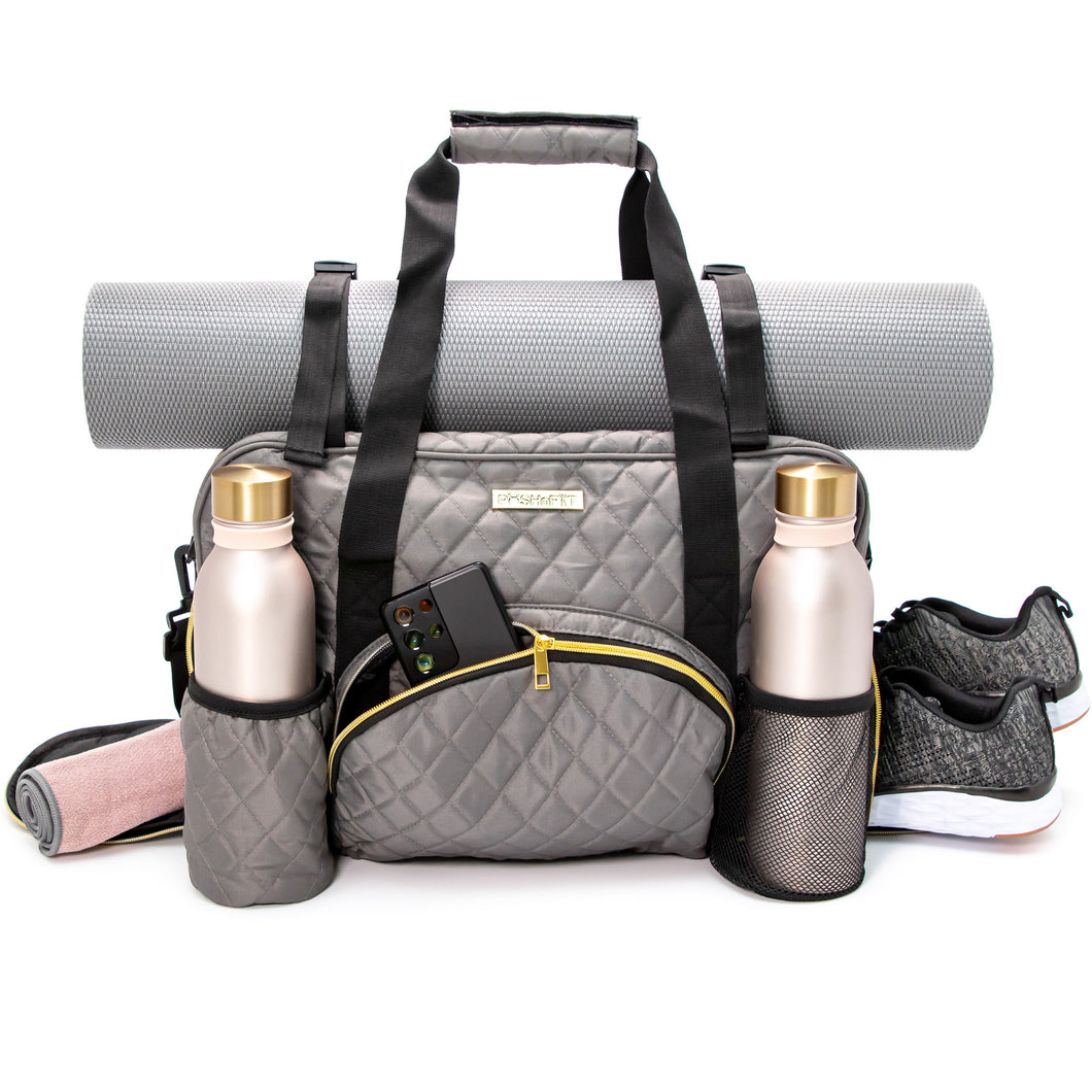 GRAB IT & GO FITNESS TRAVEL DUFFEL BAG- SLATE QUILTED