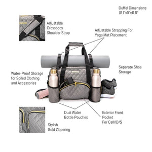 GRAB IT & GO FITNESS TRAVEL DUFFEL BAG- SLATE QUILTED